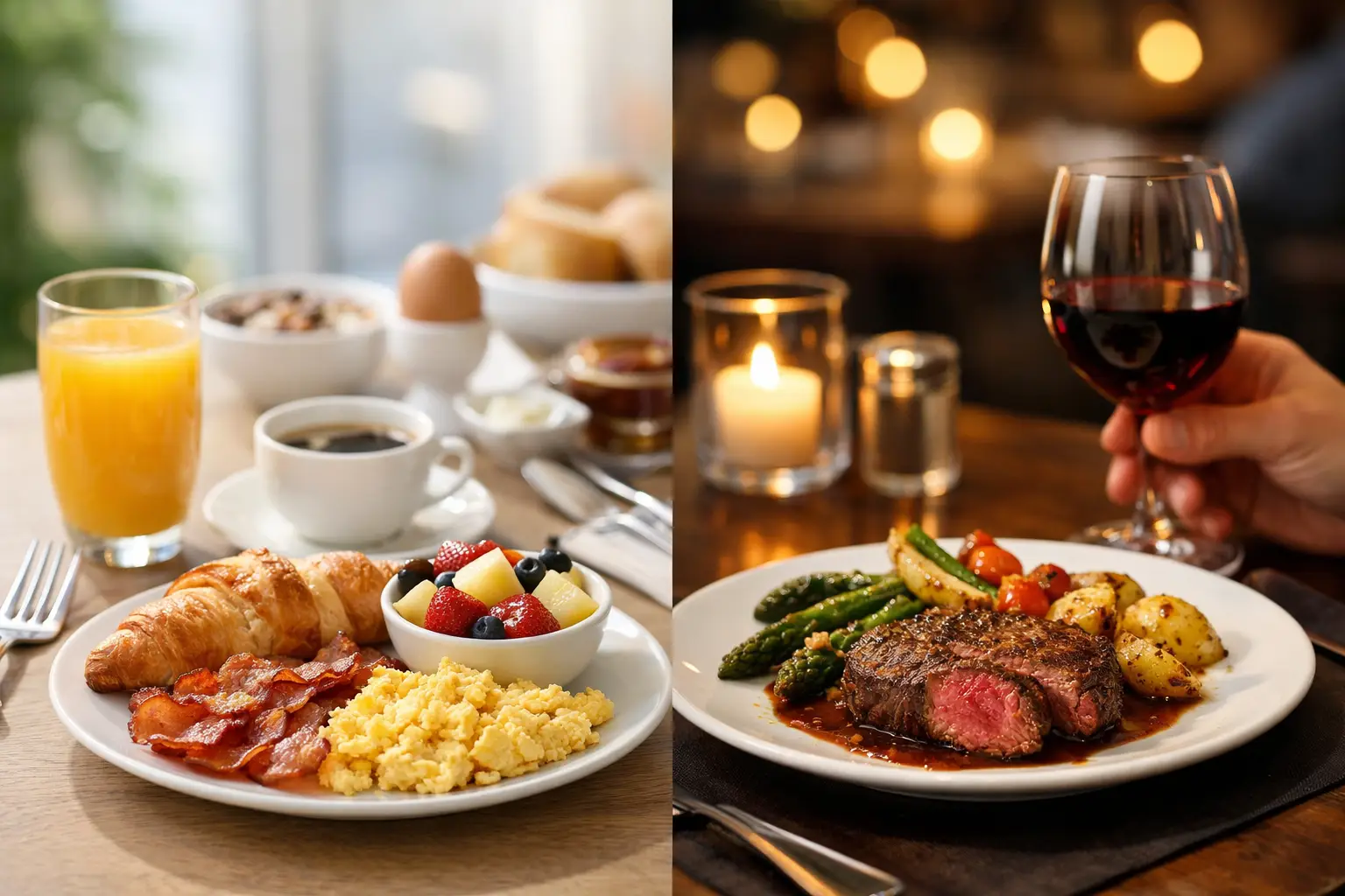 Frühstück bis abends im Restaurant genießen